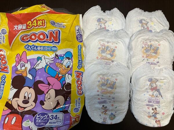 GOON グーン おむつ ビッグより大きいサイズ 6枚 バラ ディズニー