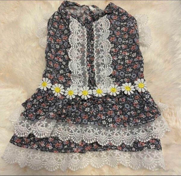 犬の服 ワンピース 花柄 サイズ M