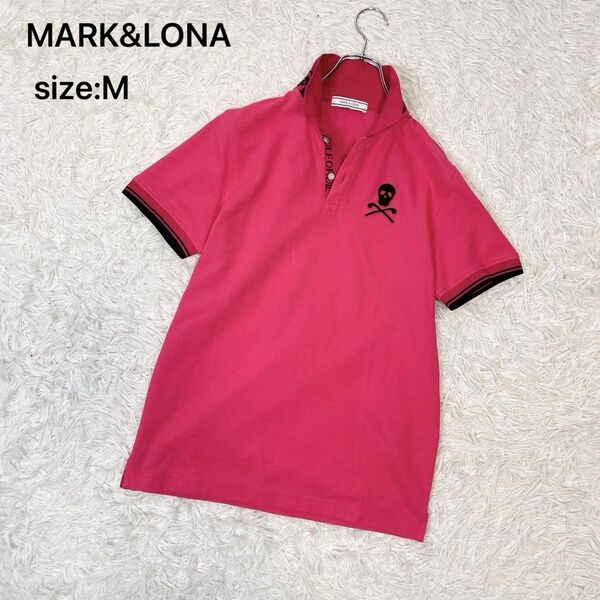 MARK&LONA マークアンドロナ ポロシャツ ゴルフウェア スカル レッド