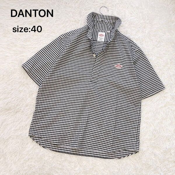 【美品 人気のLサイズ40】DANTON ダントン 半袖シャツ ギンガムチェック コットン