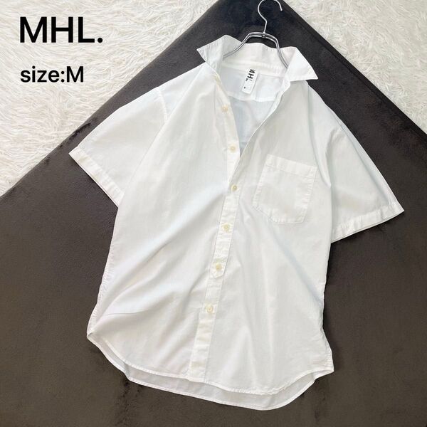 【リネン混】MHL.エムエイチエル マーガレットハウエル 半袖シャツ ホワイト M