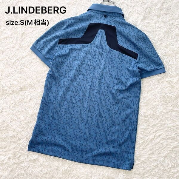 J.LINDEBERG ジェイリンドバーグ メンズゴルフウェア ポロシャツ 総柄 ブルー