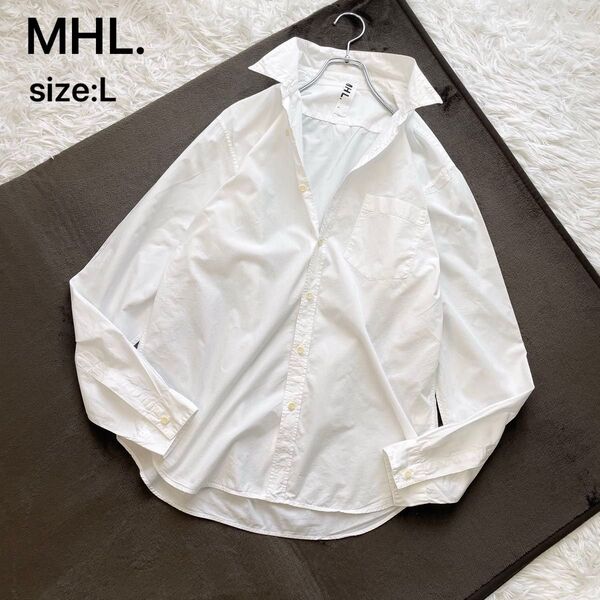 【人気のLサイズ】MHL. エムエイチエル マーガレットハウエル 長袖シャツ ホワイト