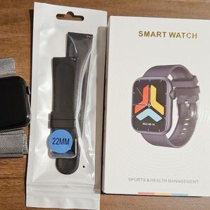 スマートウォッチ 替えベルト付き ブラック シルバー