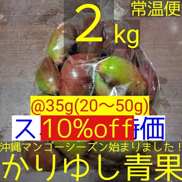 【10%off】沖縄県産 摘果マンゴー/青マンゴー/グリーンマンゴー@35g(20〜50g)約2kg【常温便】