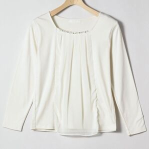 anySiS カットソー ビジューホワイト M 長袖 白 トップス