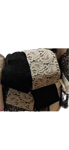 半幅帯 ハンドメイド レースペイズリー柄 黒白