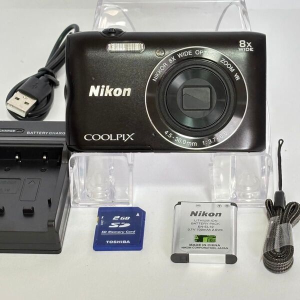 Nikon COOLPIX A300 ニコン コンパクトデジタルカメラ SDカード付【2GB】 コンデジ デジカメ ブラック
