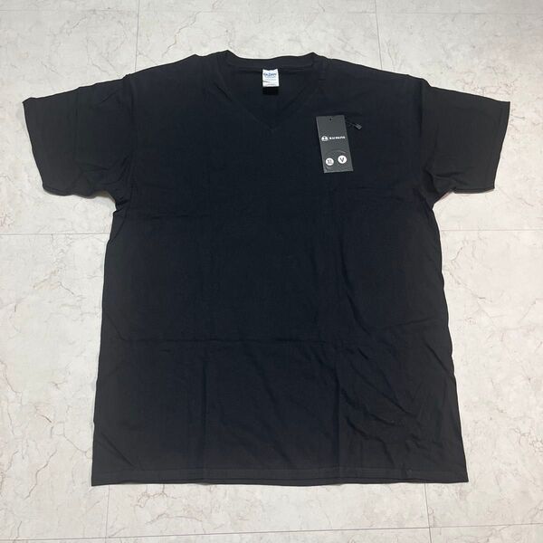 【XL】Tシャツ メンズ Vネック 半袖 無地 吸汗 ブラック
