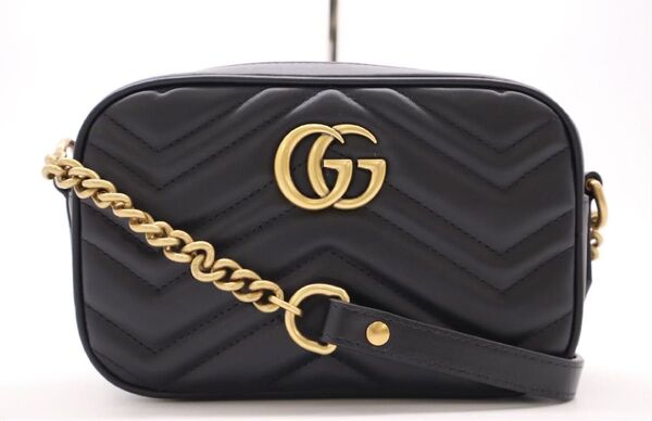 GUCCI GGマーモント チェーンショルダーバッグ ブラック