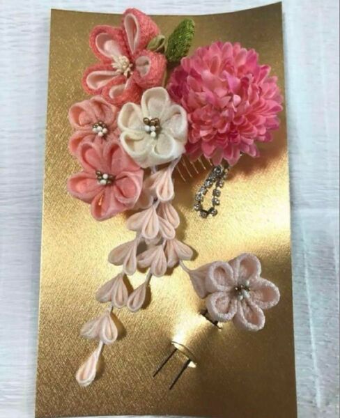 つまみ細工 花かざり かんざし 和装 ヘアアクセサリー 成人式 髪飾り 卒業式 入学式