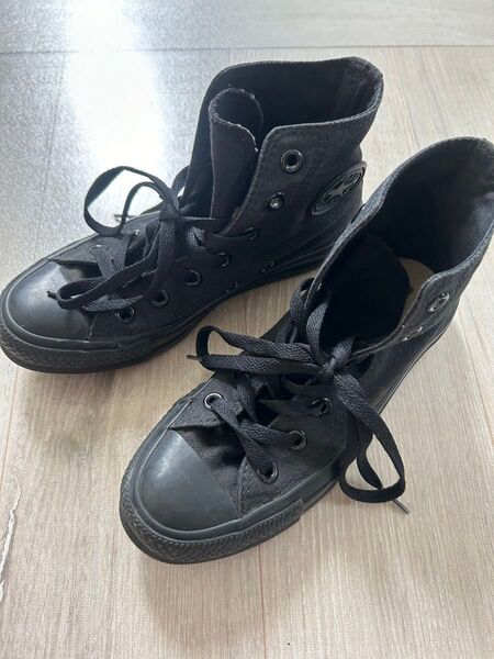 CONVERSE ALLSTAR ブラック ハイカット スニーカー 黒 22.5cmレディース コンバース オールスター