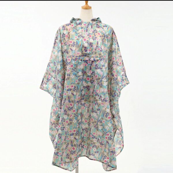 ひびのこづえ レインコート レインポンチョ サイクルコート ポーチ付き 花
