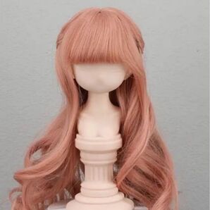 ★新品★6分の1ドール ウィッグ ピンクベージュ ロングカールヘアー