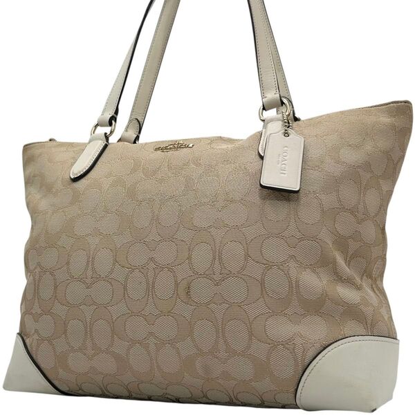 COACH コーチ トートバッグ シグネチャー キャンバス レザー A4 肩掛け