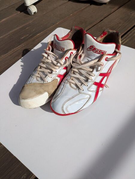asics 野球ポイントスパイク ホワイト/レッド