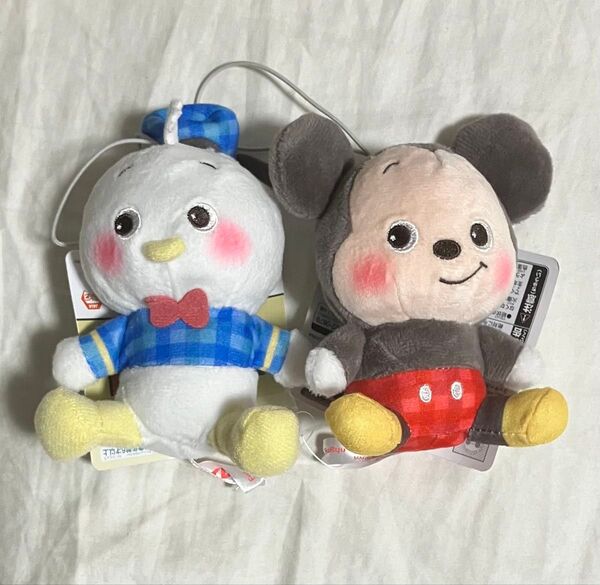 ディズニー ミッキー&フレンズ トイレトロ レトロチェックマスコット ぬいぐるみ ミッキー ドナルドダック 2種セット