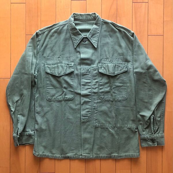 50s 60s USMC 米軍 実物 ミリタリー P58 ユーティリティシャツ ジャケット コットンサテン ステンシル ビンテージ