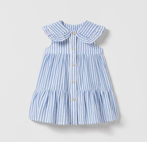 ZARA ストライプ ワンピース 襟付き フリル ワンピース 女の子