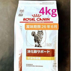 ロイヤルカナン猫用 消化器サポート可溶性繊維ドライ 4キロ 賞味期限26年6月6日 新品未開封品 特価品