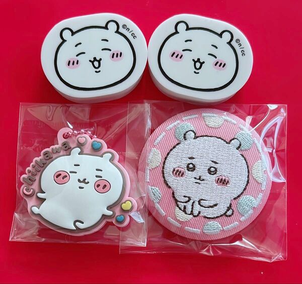 ちいかわ 刺繍缶バッジ ぷっくりラバマスグミ3 キーホルダー 韓国 消しゴム