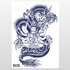 【新作】ジャグアタトゥーシール*B08 千手観音 龍 菩薩