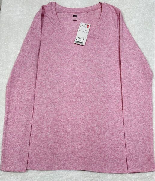 新品 UNIQLO ユニクロ スーピマコットン モダールクルーネックT 長袖 Mサイズ ピンク