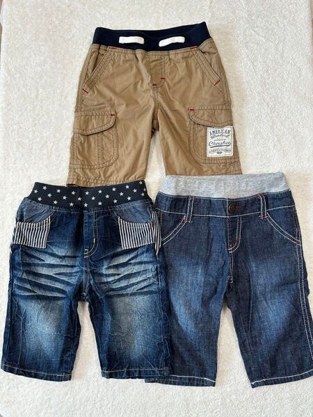 子供服 ズボン ハーフパンツ 90サイズ 3点セット まとめ売り デニム風 ダメージ加工 西松屋 CHEROKEE
