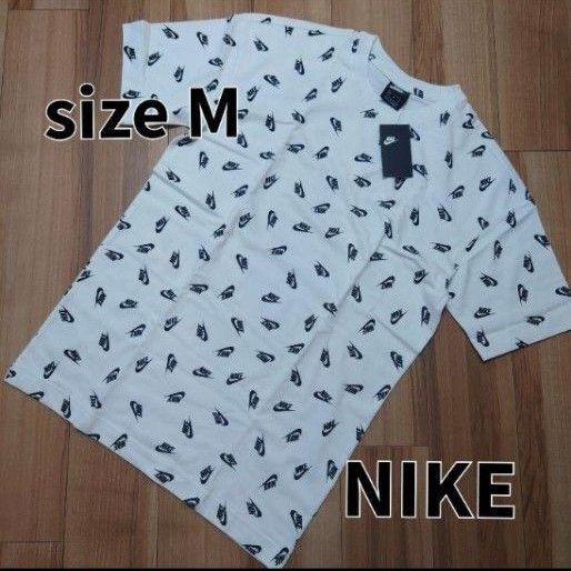 【M(USサイズ)】NIKE ナイキ メンズ オーバーサイズ ロゴ 総柄 半袖 Tシャツ