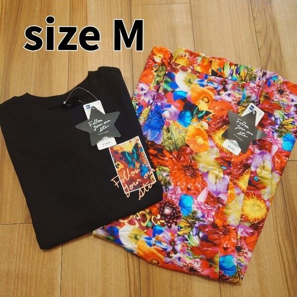 【M】GU M/mika ninagawg ジーユー 蜷川実花 コラボ 半袖 Tシャツ スカート セット