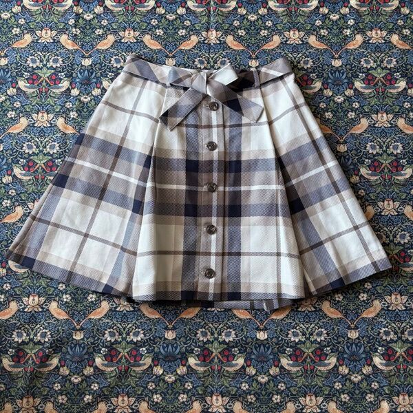 ブルーレーベルクレストブリッジ ノバチェック フレア スカート リボン ベルト BURBERRY