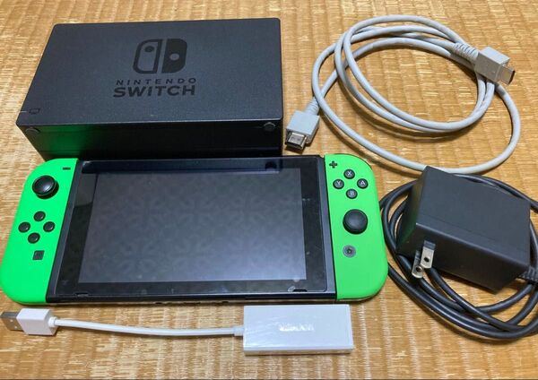 Nintendo Switch本体 動作品 左ジョイコンスティック難あり SDカード 有線アダプタ付き 初期化済み