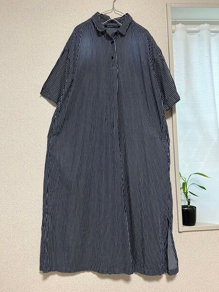 サニークラウズ ストライプ柄 半袖シャツワンピース