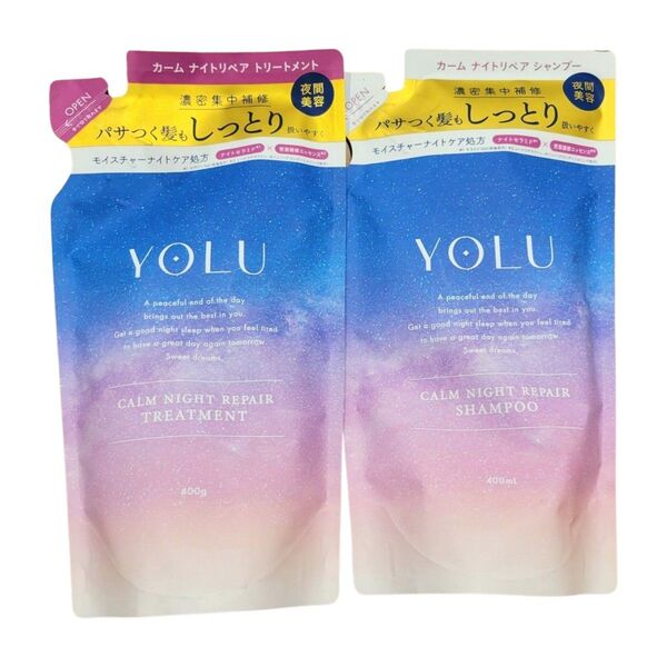 YOLU カームナイトリペア つめかえ用 シャンプー400mL トリートメント400g セット