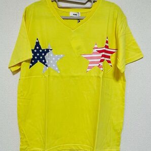 RCWB Vネック Tシャツ 星条旗柄 イエロー