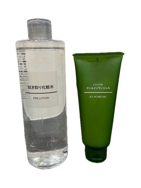 無印良品 拭き取り化粧水 400ml 1本 ハーバルオールインワンジェル 100g 1本 スキンケア