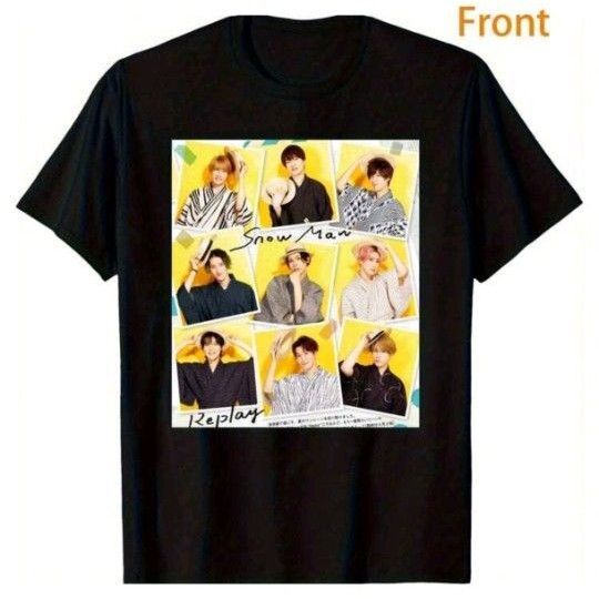 スノーマングループ メンバー プリントLサイズ 半袖 Tシャツ 黒 アイドル 推し活 レディース オーバーサイズ