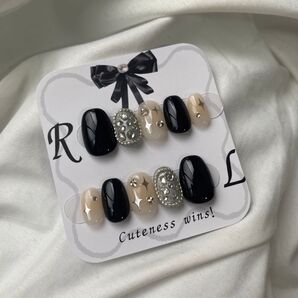 No.25 【サイズオーダー】即購入NG ネイルチップ ネイルデザイン 量産型ネイル 韓国ネイル y2kネイル 成人式ネイル