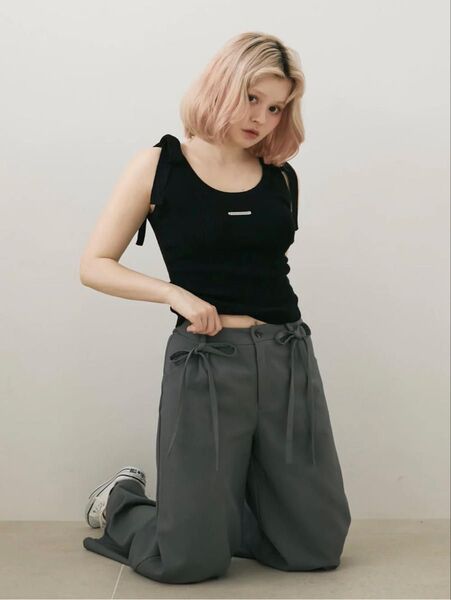新品andmary Avrill ribbon tops black