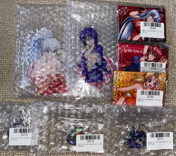 戦国乙女 ぱちくじ アクリルスタンド ホロ缶バッジ ミニアクリルブロック モトナリ ヒデアキ
