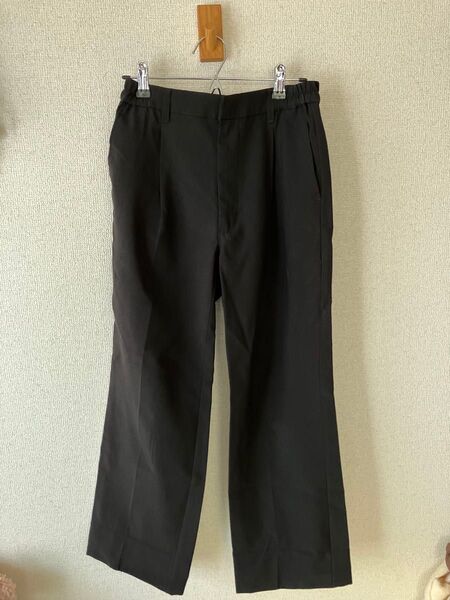 M’s collectionブラック ストレートパンツ ゴムウエスト