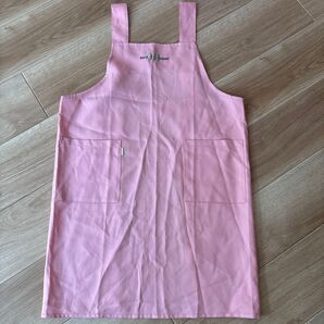 エプロン 介護 保育 ピンク 撥水加工 ワークエプロン ロング リーフ刺繍 保育士 ガーデニング 作業着 医療 看護 はっ水