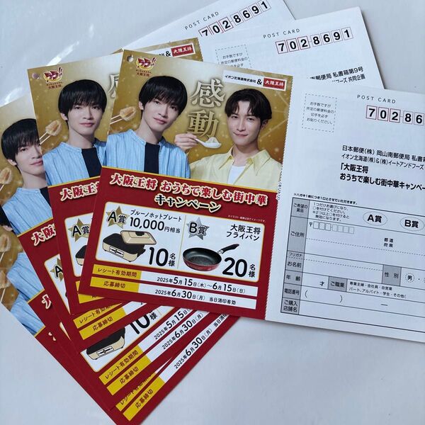 25年 大阪王将 キャンペーン 応募はがき スノーマン 渡辺翔太 5枚 深澤辰哉 SnowMan 葉書 ハガキ