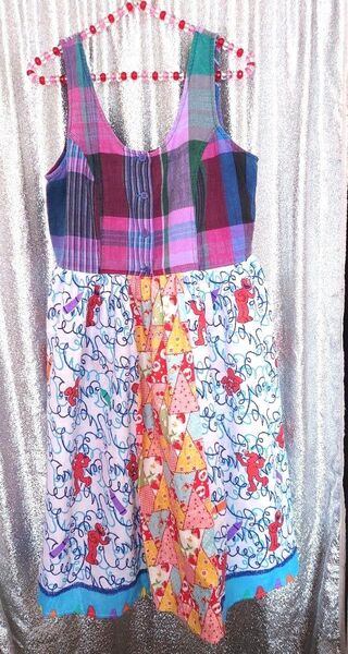 USEDシーツ リメイク エルモ ワンピース ハンドメイド
