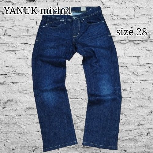 美品 YANUK michel ヤヌーク デニムパンツ 57253000 ストレッチ 革ラベル