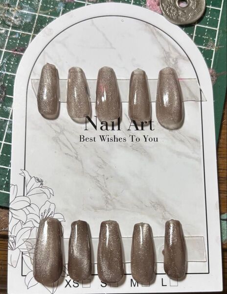 ネイルチップ 10本セット ブラウン ハンドメイド