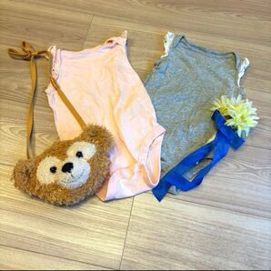袖フリル ボディスーツ ロンパース 肌着 ベイビーギャップ ピンク グレー