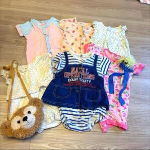 多様なデザインと色合いのベビー服6点セット ベビー服セット 6点 花柄 ストライプ 女の子 70半袖 ロンパース