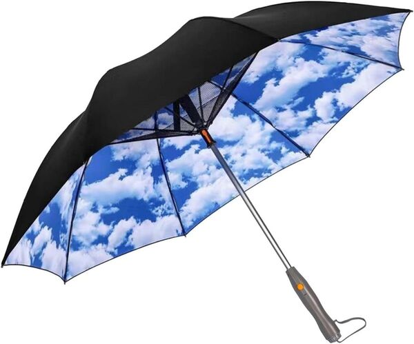 扇風機付き傘 長傘 120CM 大きい 送風 超撥水 UVカット グラスファイバー 晴雨兼用 電池式 遮光 遮