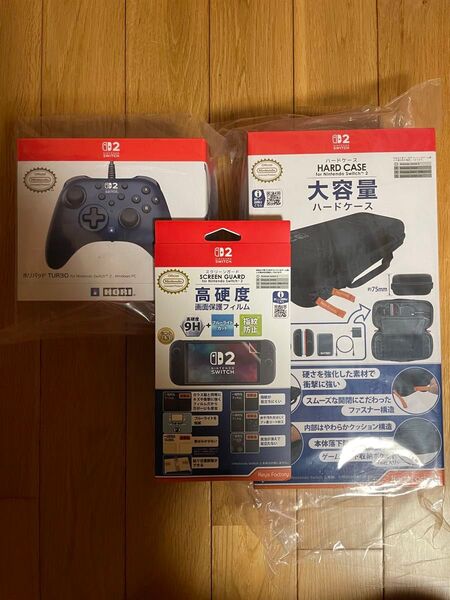 新品 即納 ホリパッド TURBO for Nintendo Switch 2 ネイビー ケース、保護フィルム付き